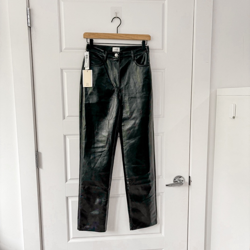 NEW Aritzia Wilfred Melina Pant Vegan Leather High Rise Straight Leg - Picture 5 of 9
